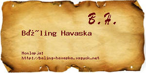 Báling Havaska névjegykártya